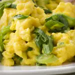 Keto Eggs Scrambled with Cheddar and Swiss Chard
