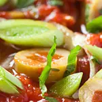 Leeks with Tomato Glaze and Olives