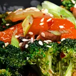 Sesame Broccoli, Red Pepper and Spinach Saute