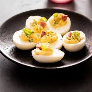 Keto Smoked Sausage Deviled Eggs 