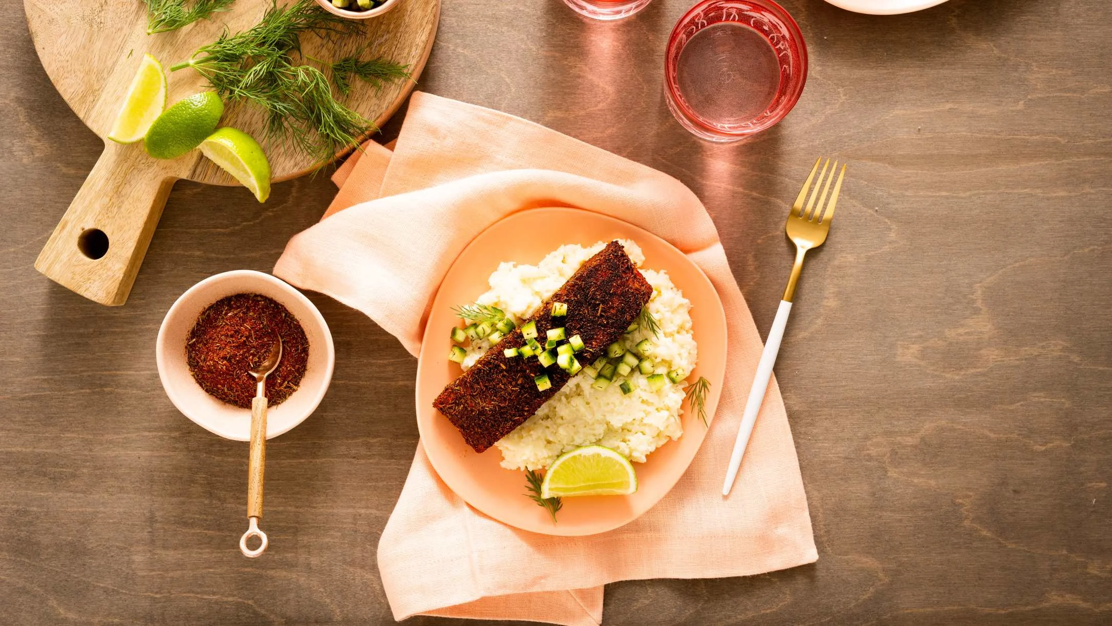 blackened-salmon-with-cucumber-relish-and-cauliflower