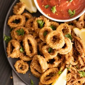 fried-hazelnut-crusted-calamari-with-spicy-tomato-sauce
