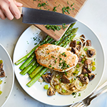 Chicken and Mushrooms with Roasted Asparagus Recipe