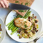 Chicken and Mushrooms with Roasted Asparagus