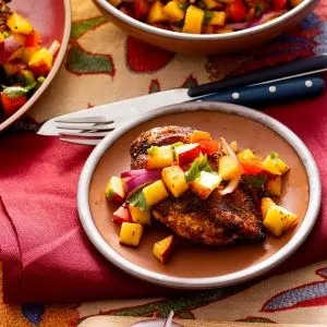 Keto Grilled Chicken with Peach Salsa