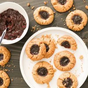 Keto Peanut Butter and Jelly Thumbprints