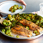 Baked Salmon With Charmoula Over Broccoli Recipe | @Atkins