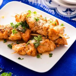 Keto Spicy Air Fryer Garlic Parmesan Chicken Skewers