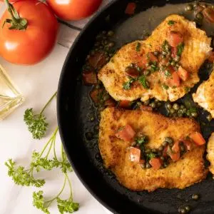Turkey Scallopini with Tomatoes, Wine and Capers