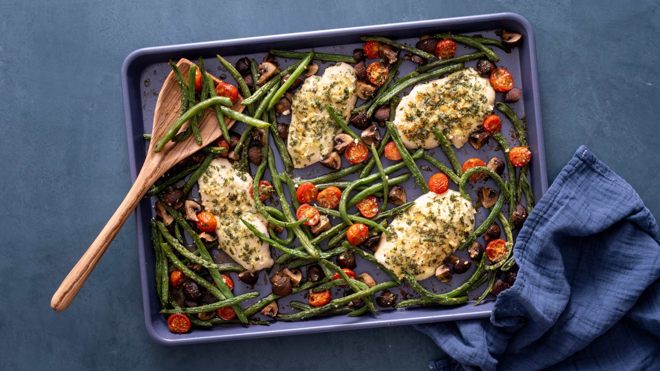 Garlic-Parmesan Chicken and Vegetable Sheet Pan Recipe | @Atkins
