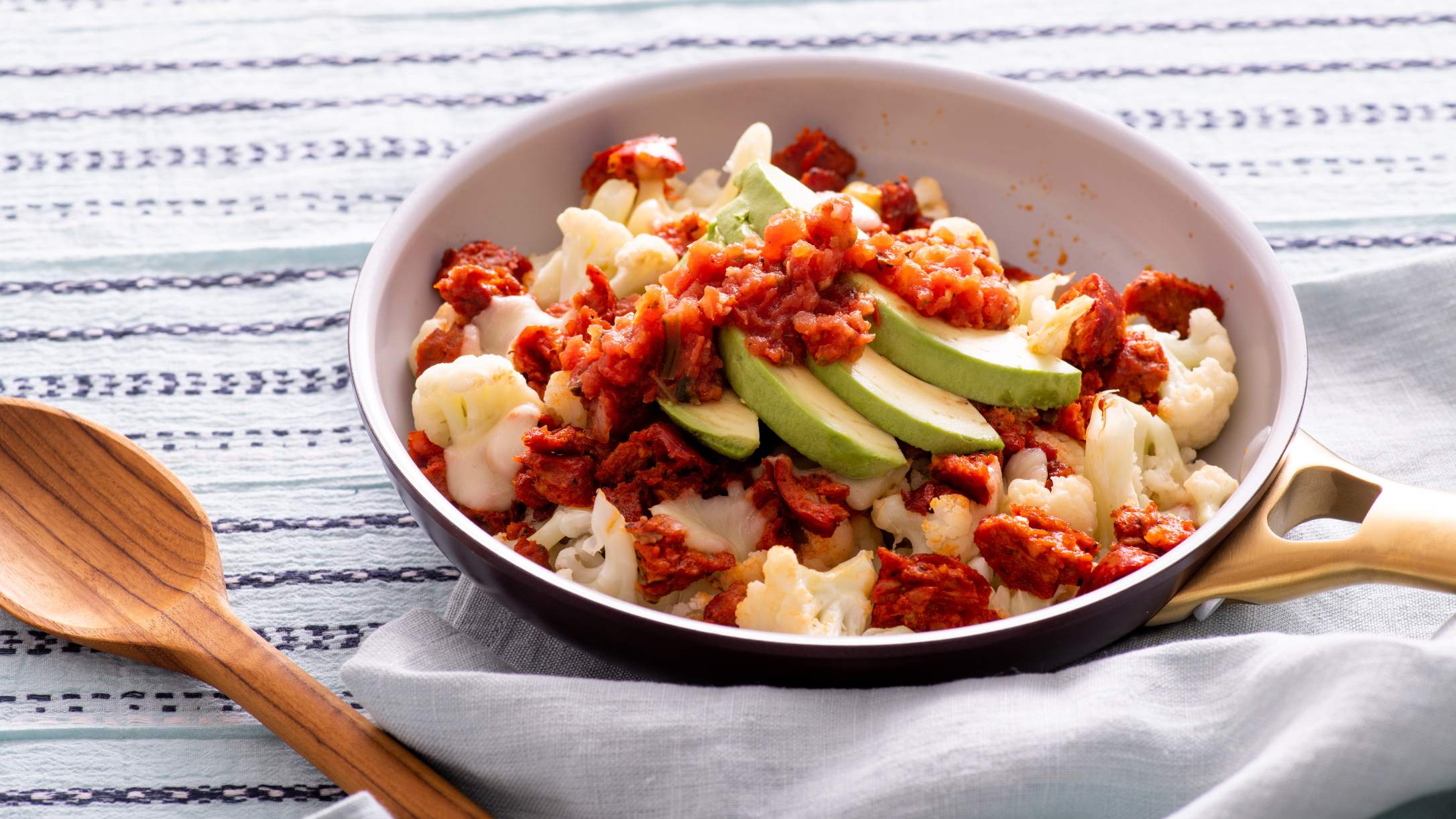 Keto Chicken Chorizo and Cauliflower Saute with Cheese and Salsa Recipe | @Atkins