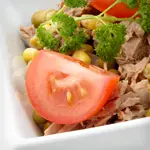 Canned Tuna with Snap Peas, Red Bell Pepper and Tomato