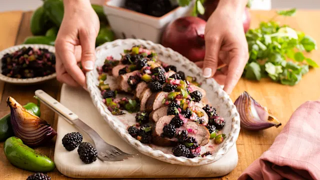 Low Carb Grilled Pork with Blackberry Salsa