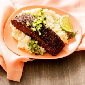 Cajun Blackened Salmon with Cucumber Relish