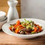 Beef, Scallions and Red Bell Pepper Sauté