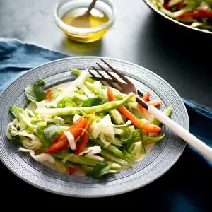 Snow Pea, Red Bell Pepper and Cabbage Salad