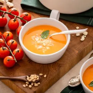 Low Carb Baked Feta and Tomato Soup