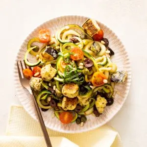 Mediterranean Zucchini Noodles with Eggplant
