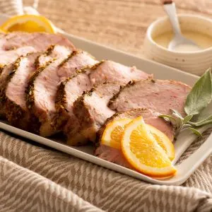 Keto Orange-Herb Pork Roast with Bourbon Sauce 