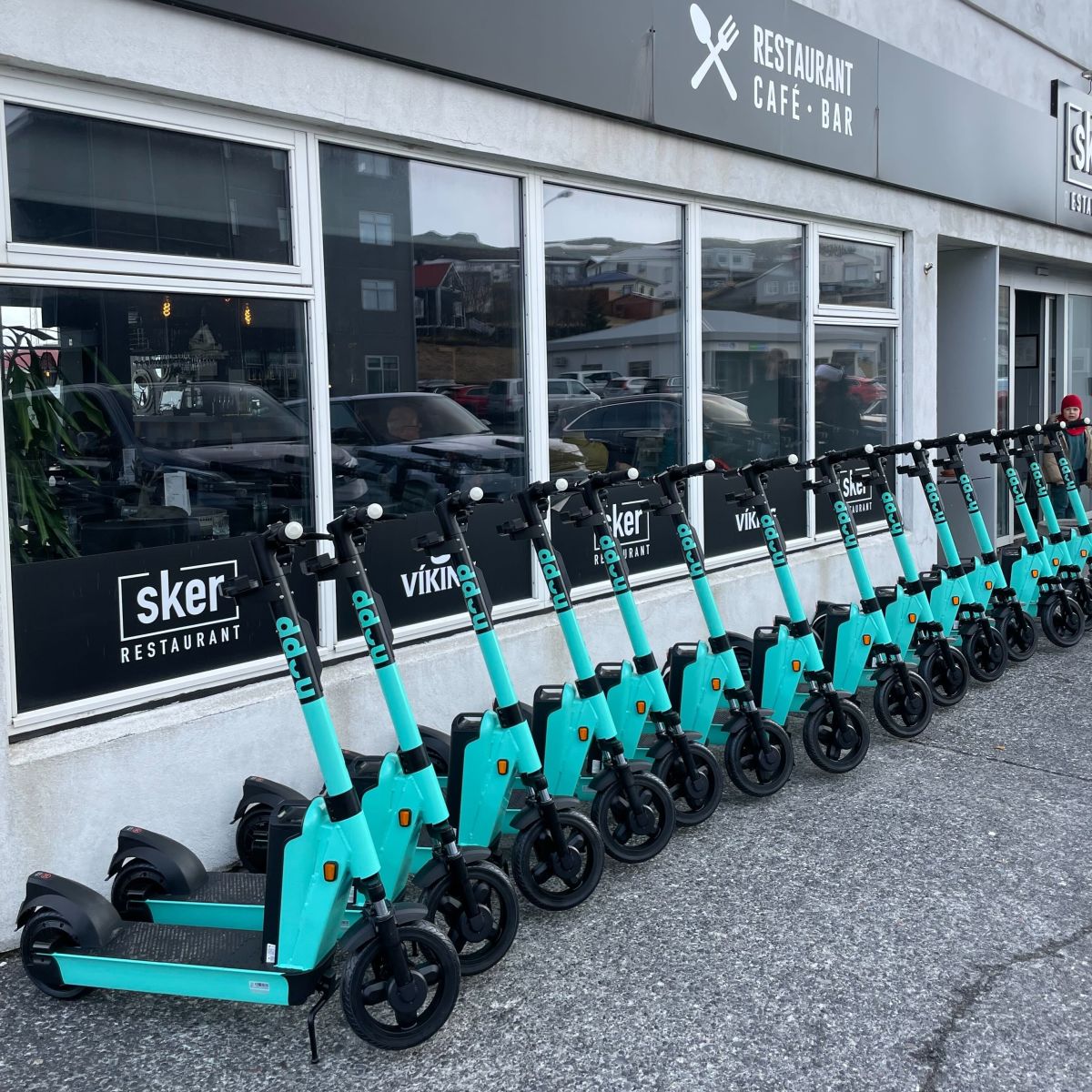 Ólafsvík's fleet of 30+ scooters can be found around this historically important town. Once an epicentre for trade with Denmark, It's now famed for its bird watching, hiking and sandy beaches - all near the glacier capped volcano Snæfellsjökull.