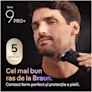 Un bărbat care se bărbierește cu Seria 9 PRO+. Text: Cel mai bun bărbierit de la Braun. Un bărbat care se bărbierește cu Seria 9 PRO+. Text: Cel mai bun bărbierit de la Braun.