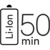 Pictogramă cu o baterie Li-Ion de 50 de minute. Pictogramă cu o baterie Li-Ion de 50 de minute.