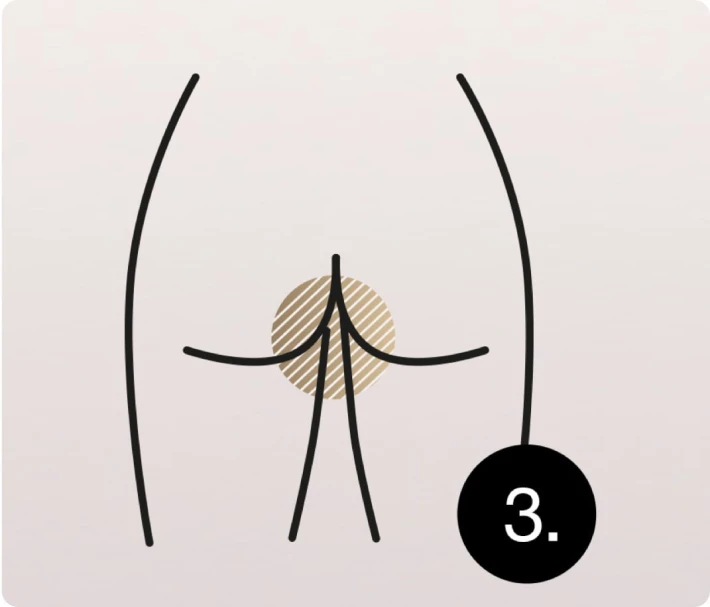 Grafic care indică zona dintre fese