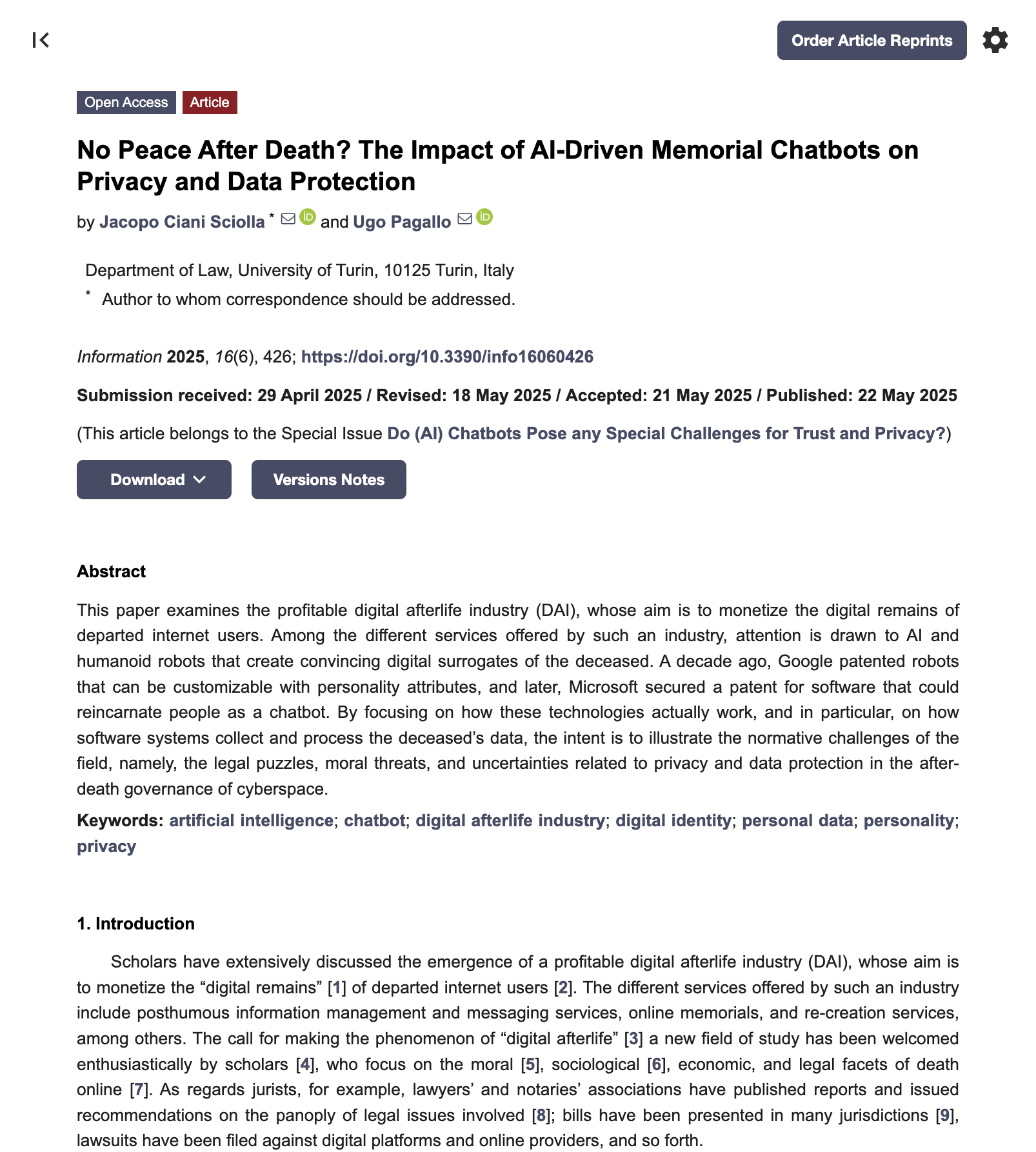 No Peace After Death? The Impact of AI-Driven Memorial Chatbots on Privacy and Data Protection
