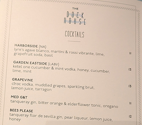 A drinks menu from Virgin Voyages