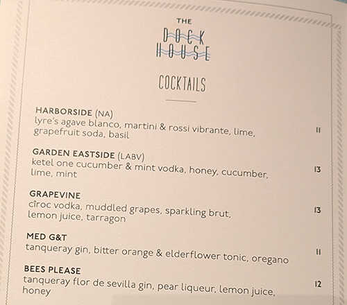A drinks menu from Virgin Voyages
