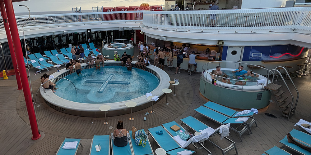 The Wellbeing Pool area onboard Virgin Voyages