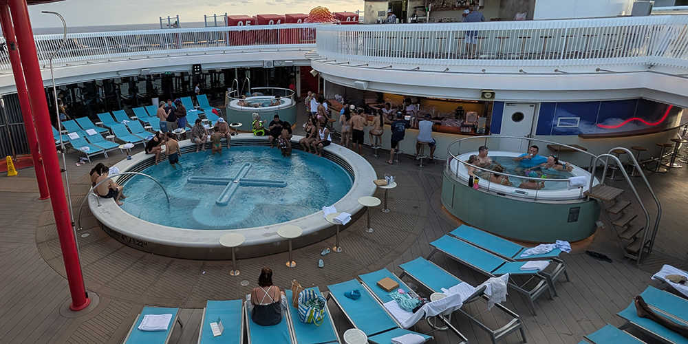 The Wellbeing Pool area onboard Virgin Voyages