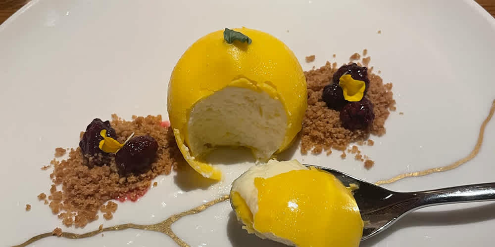 A sneaky dessert on Virgin Voyages. Is it a fruit, or ice cream?
