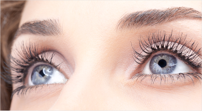 Up close shot of a woman's eyelashes