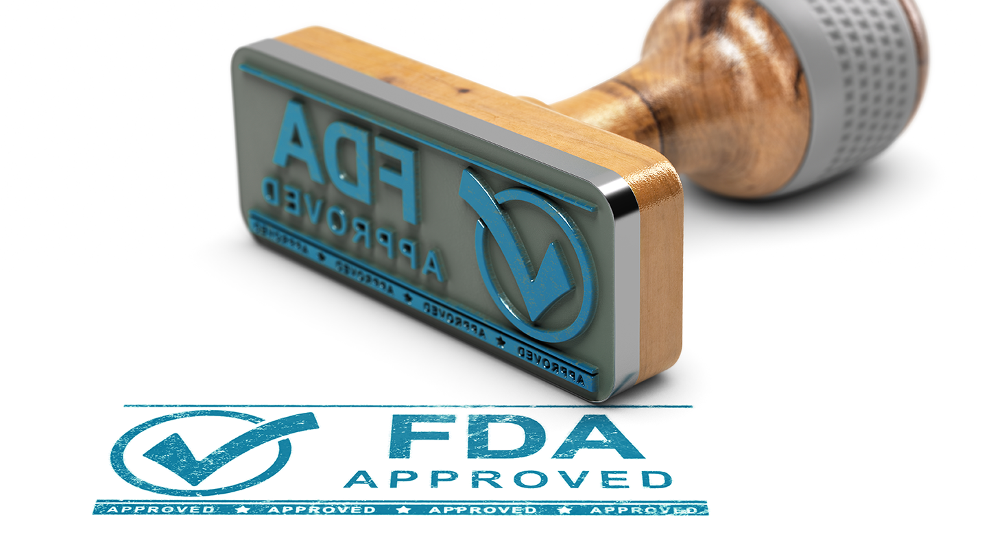 FDA approval ink stamp on white background