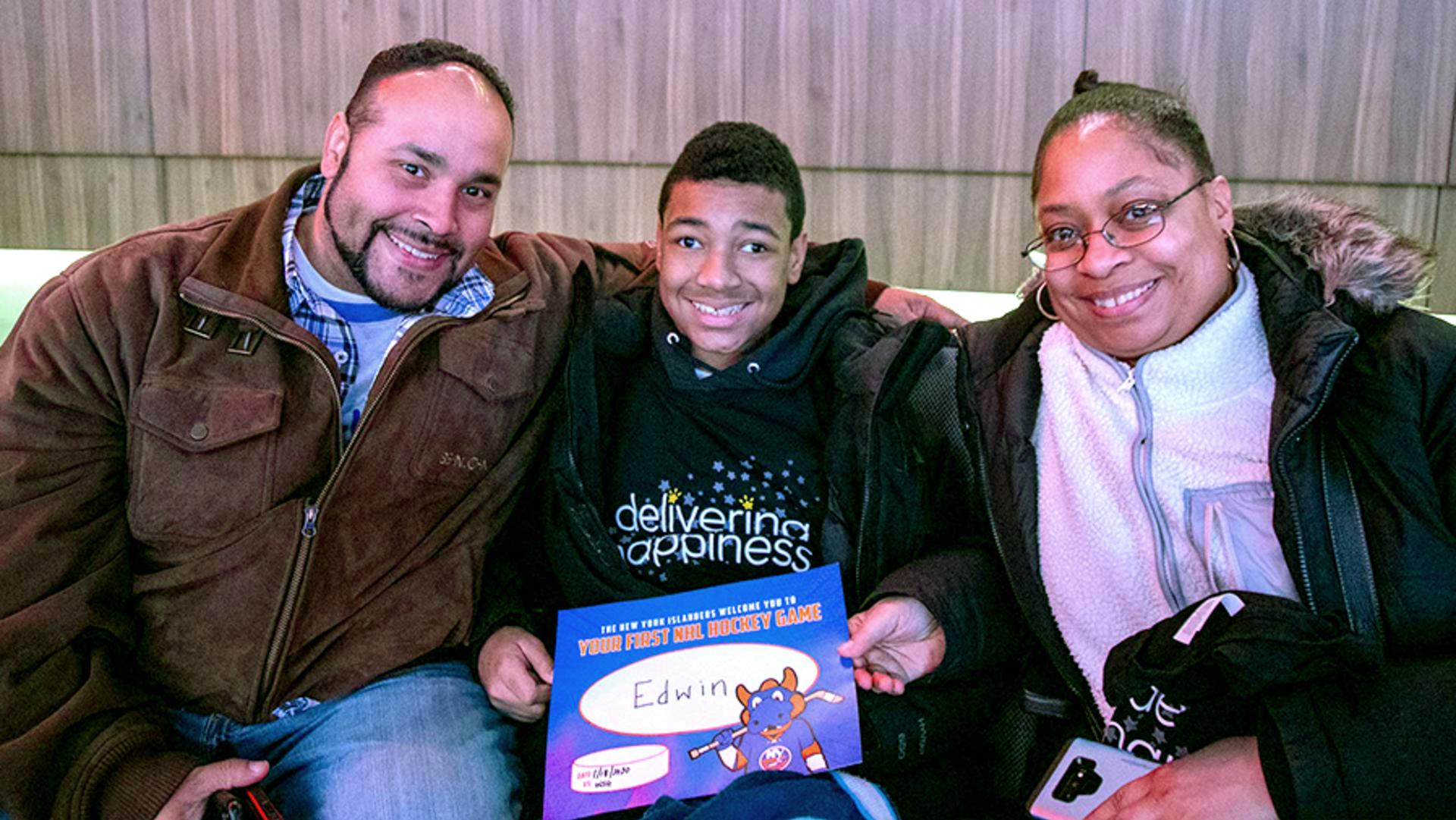 Starlight kid, Edwin Jr, age 12, cerebral palsy with family