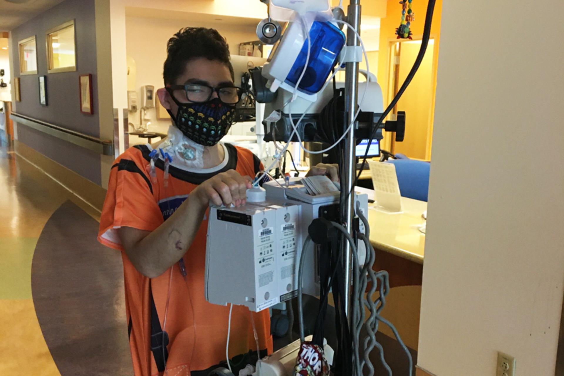 Starlight kid Luke in the hospital hooked up to a respirator 