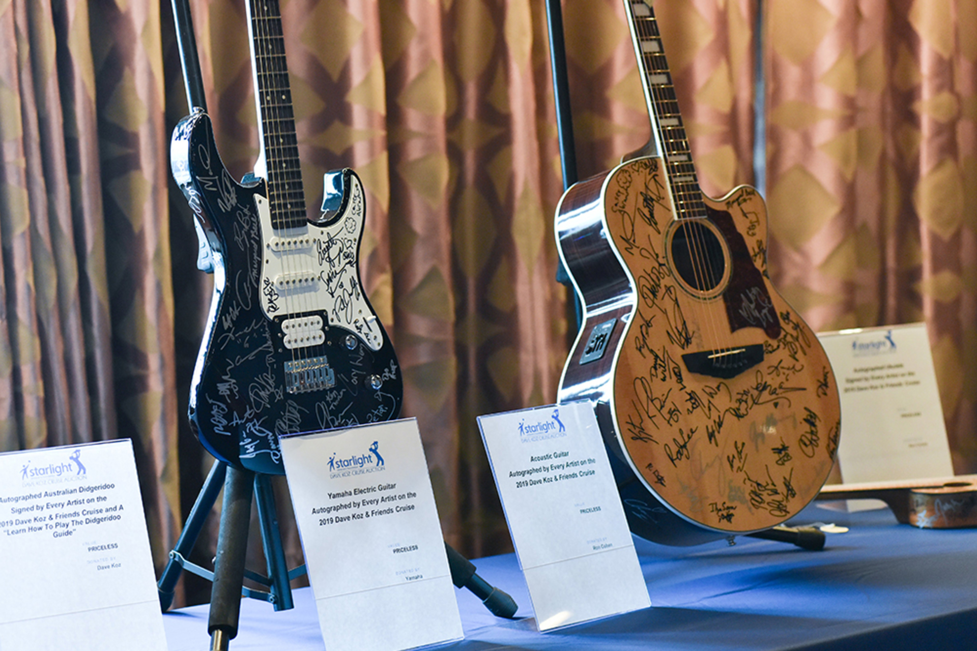 Auction items from Dave Koz's cruise
