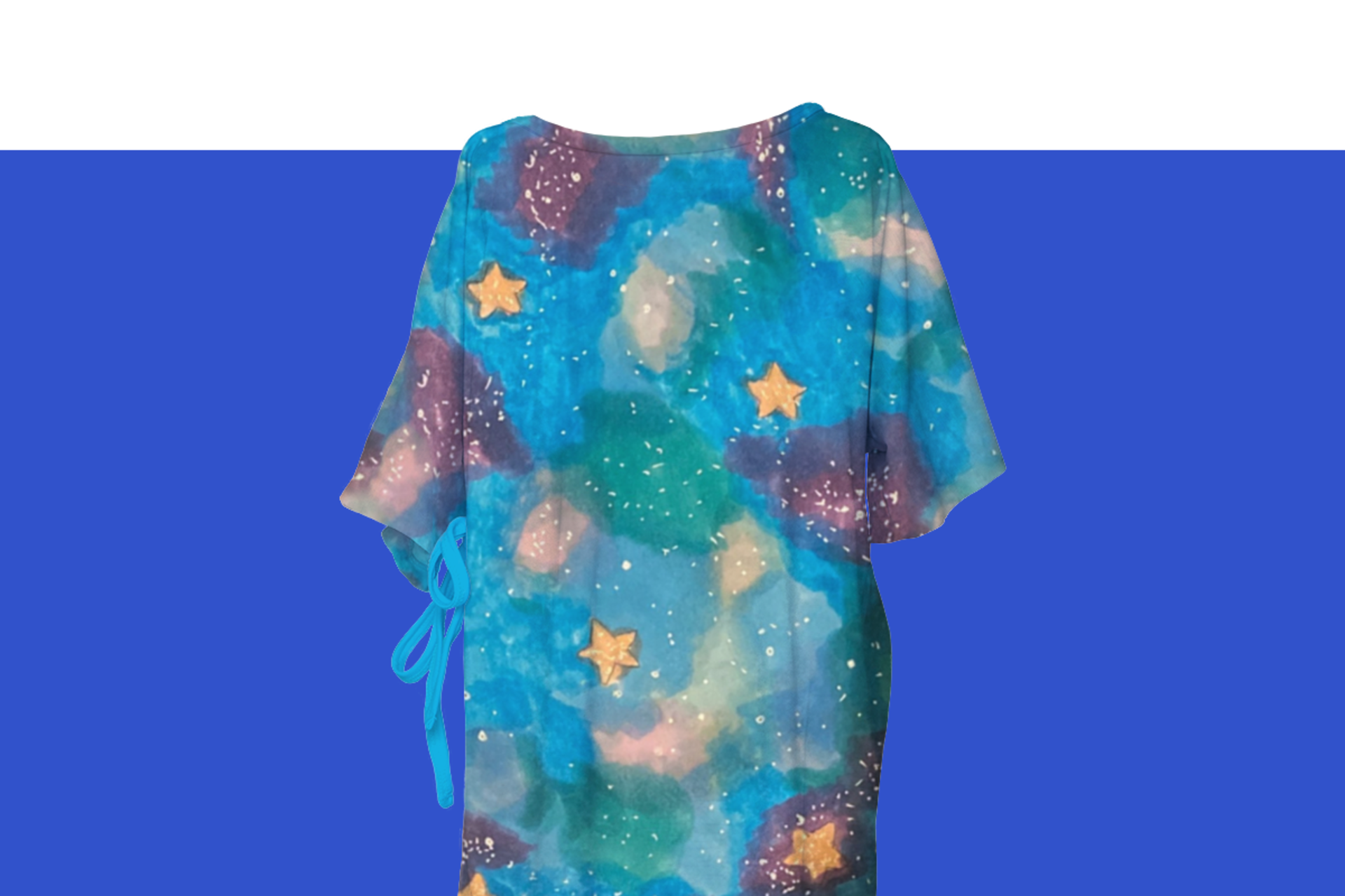 Hospital gown with a space and stars