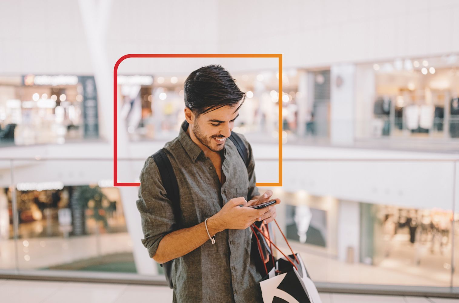 Man checking out the currrent promotions of Financial Center