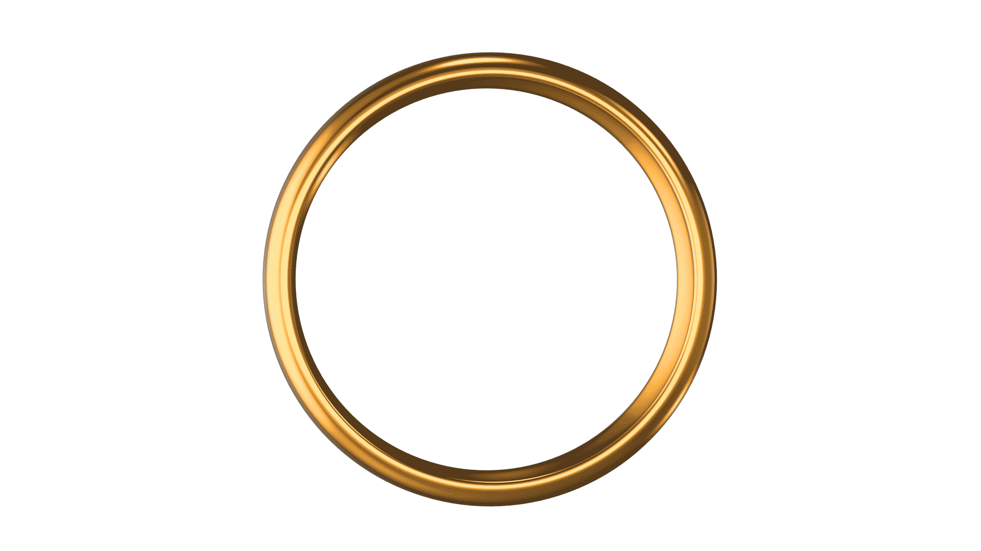 A gold ring spins around its vertical axis on a neutral background.