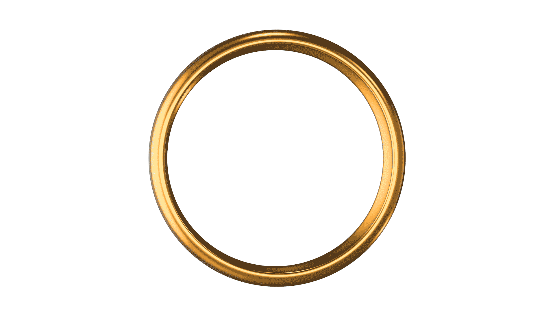 A gold ring spins around its vertical axis on a neutral background.