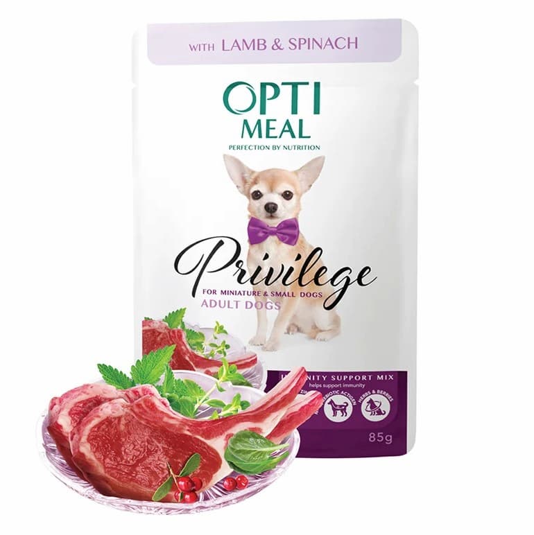 Optimeal Dog Adult & senior Small Breed, Lamb & Spinach in Gravy 12 x 85 g