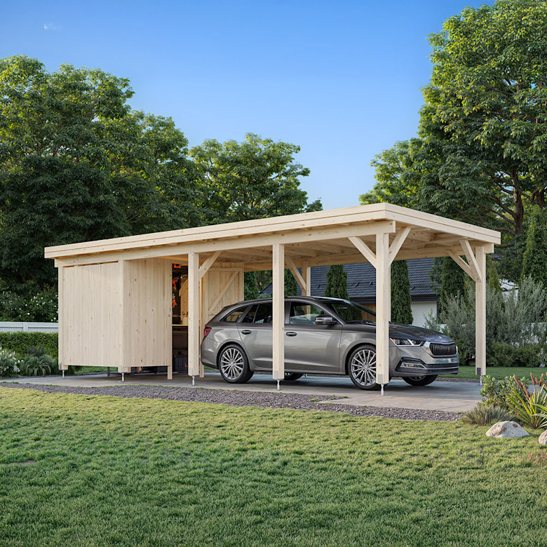 Carport Karl 23,1 m² med bod fra Palmako