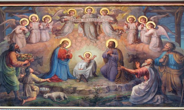 Neuvaine à saint Joseph - Jour 4 - Fresque : saint Joseph et Marie entourent Jésus