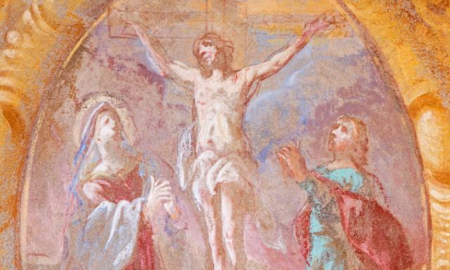 L'immaculée avec M Kolbe - jour 8 - Fresque du Christ en Croix avec sa Mère et saint Jean au pied de la Croix