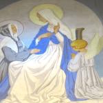 Neuvaine à ND Médaille Miraculeuse - jour 1 - Fresque de Carherine Labouré et la Vierge Marie