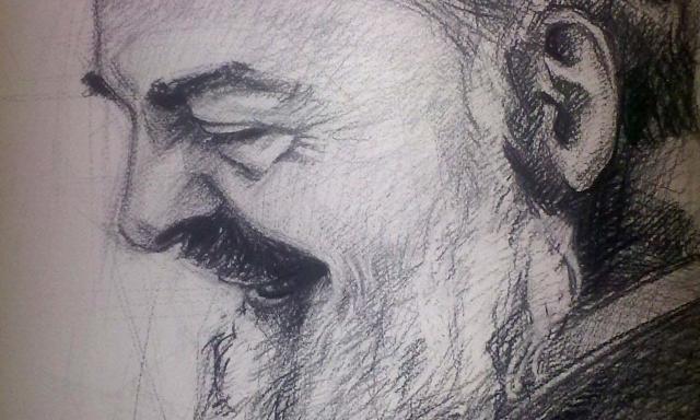 Neuvaine à Padre Pio - jour 1 - Portrait de Padre Pio - Crayon