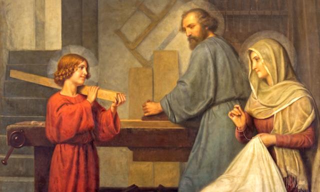 Neuvaine à saint Joseph - Jour 8 - Saint Joseph sans son atelier avec Jésus et Marie