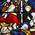 Neuvaine au Précieux Sang - jour 9 - Jésus tendant la main à st Pierre marchant sur les eaux - Vitrail